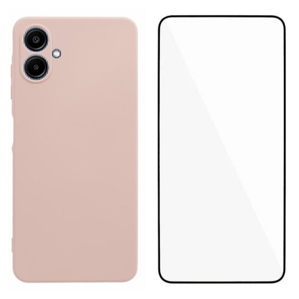 WANLONFENG RB2 Series for Samsung Galaxy A06 Case TPU Phone Cover with Screen Protector - Pink