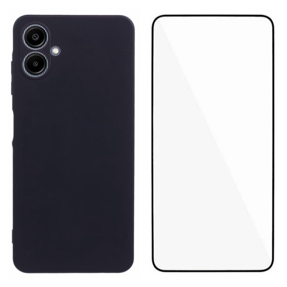 WANLONFENG RB2 Series for Samsung Galaxy A06 Case TPU Phone Cover with Screen Protector - Black