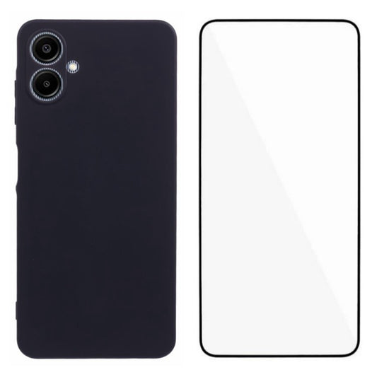WANLONFENG RB2 Series for Samsung Galaxy A06 Case TPU Phone Cover with Screen Protector - Black