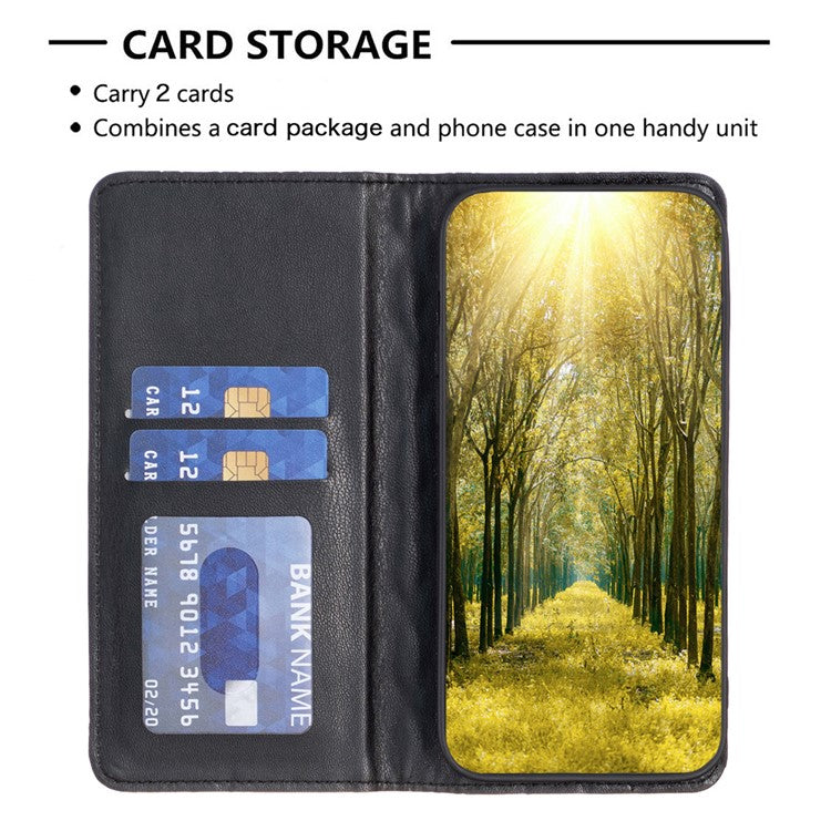 BINFEN COLOR BF Style-16 For Samsung Galaxy S25 Ultra Case Card Slots Rhombus Leather Cover - Black