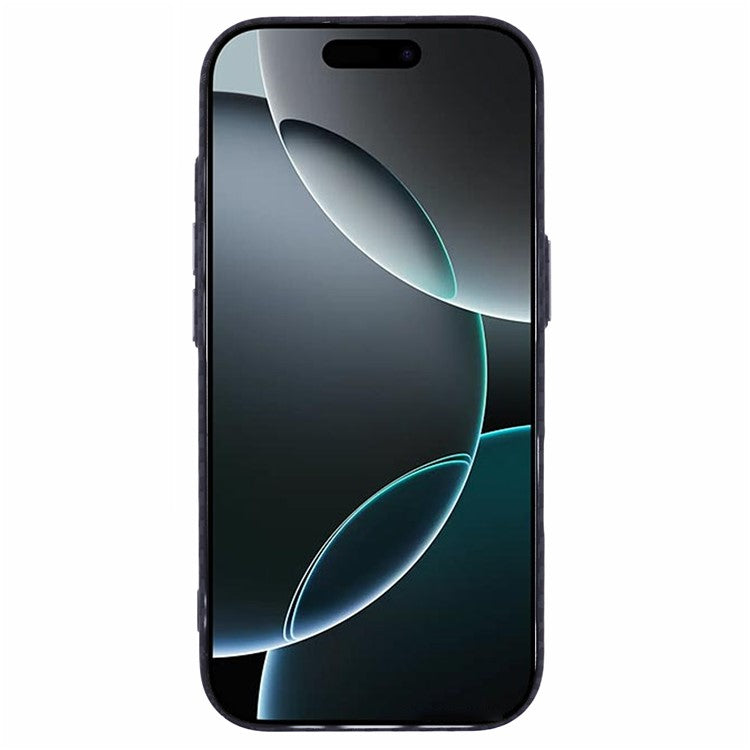For iPhone 16 Pro Case Compatible with MagSafe Carbon Fiber Texture Water-Transfer PC Phone Cover - Black