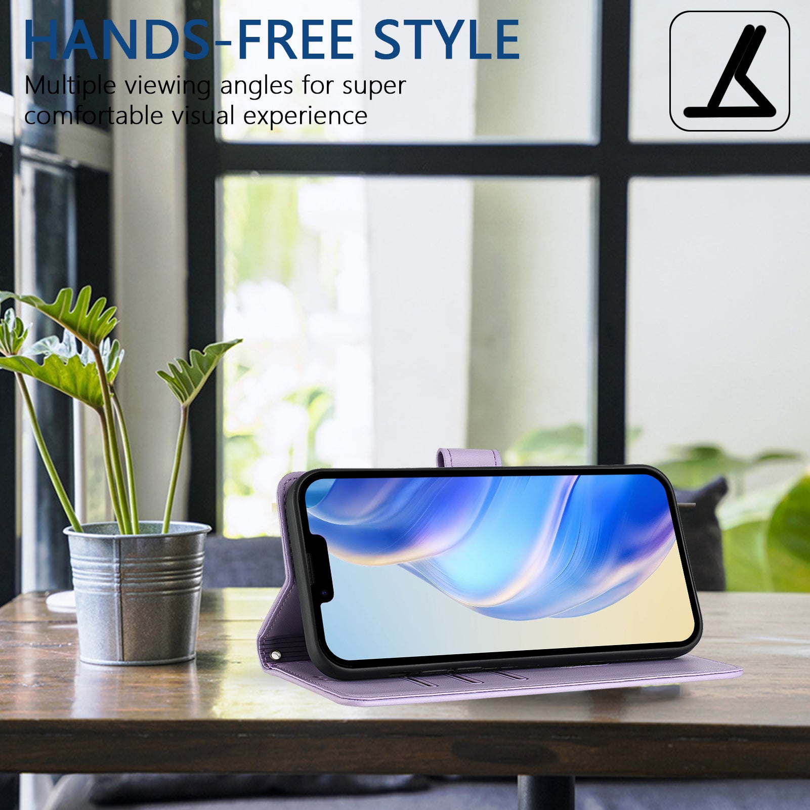 For Samsung Galaxy A06 Case Imprinted Honeycomb RFID Blocking Leather Phone Cover with Strap - Light Purple