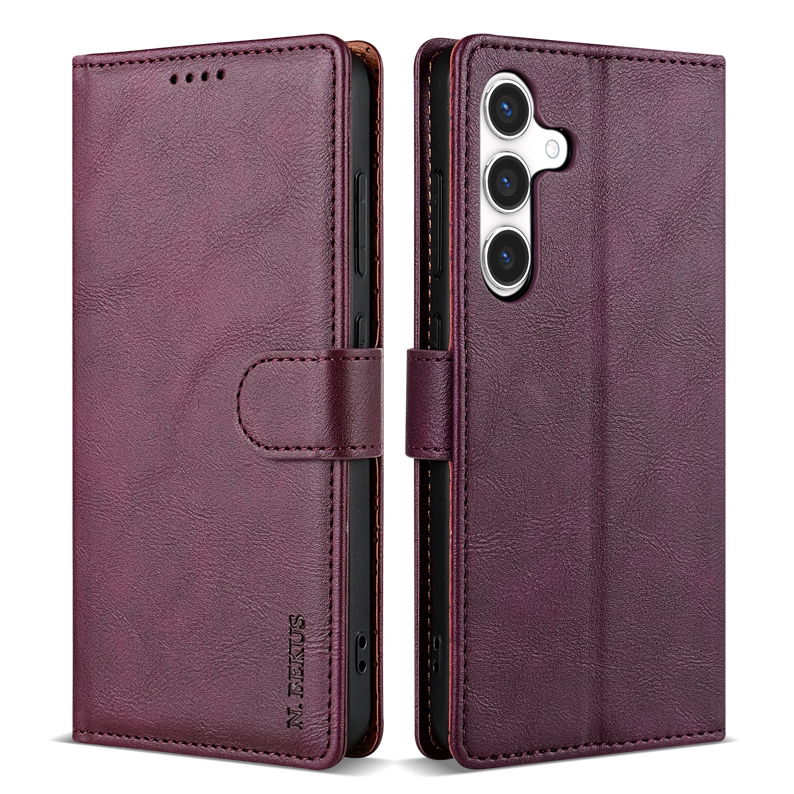 N.BEKUS CSJ-001 For Samsung Galaxy A16 4G / 5G Stand Case PU Leather Wallet Phone Cover - Wine Red