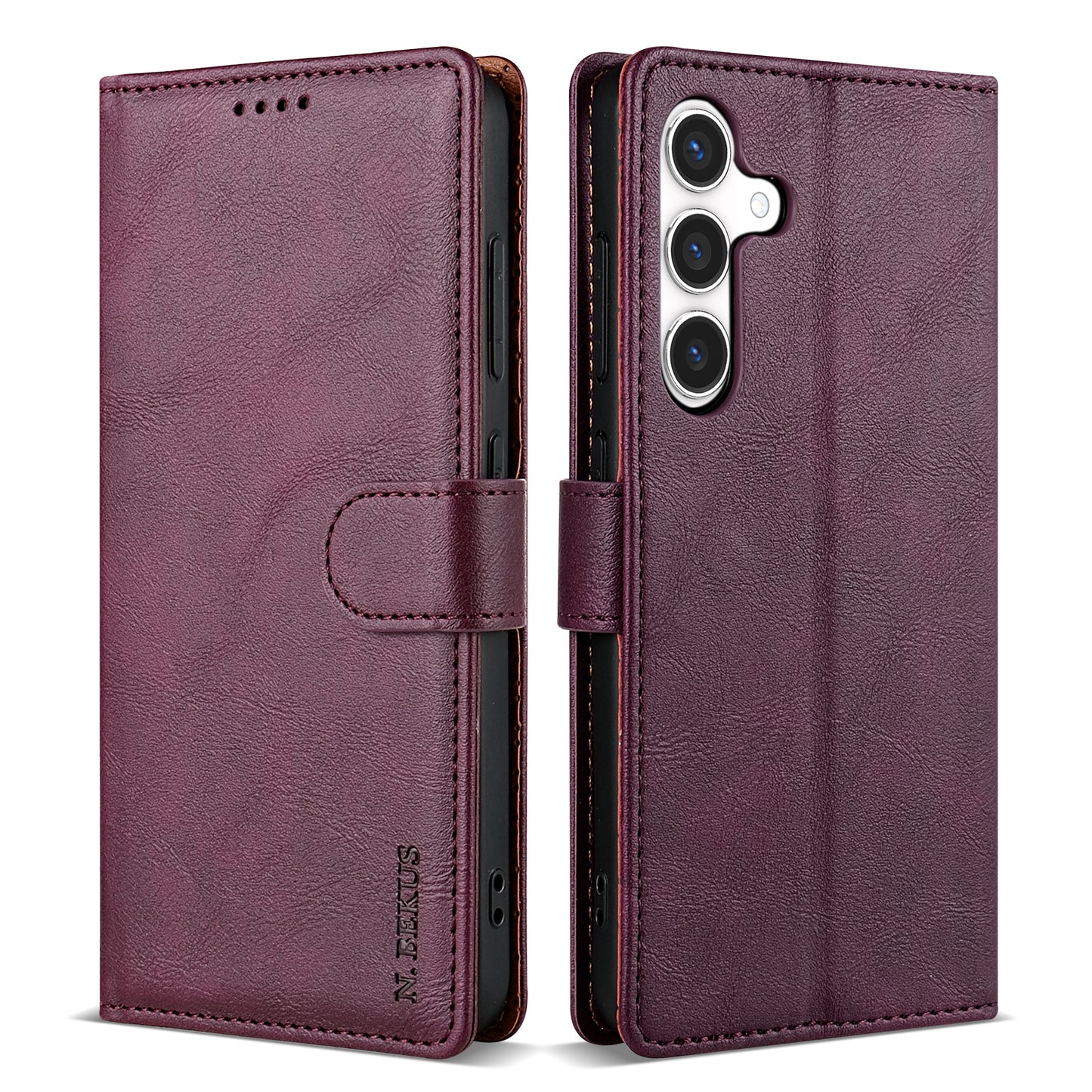 N.BEKUS CSJ-001 For Samsung Galaxy A16 4G / 5G Stand Case PU Leather Wallet Phone Cover - Wine Red