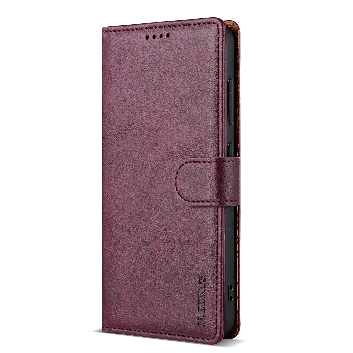 N.BEKUS CSJ-001 For Samsung Galaxy A16 4G / 5G Stand Case PU Leather Wallet Phone Cover - Wine Red