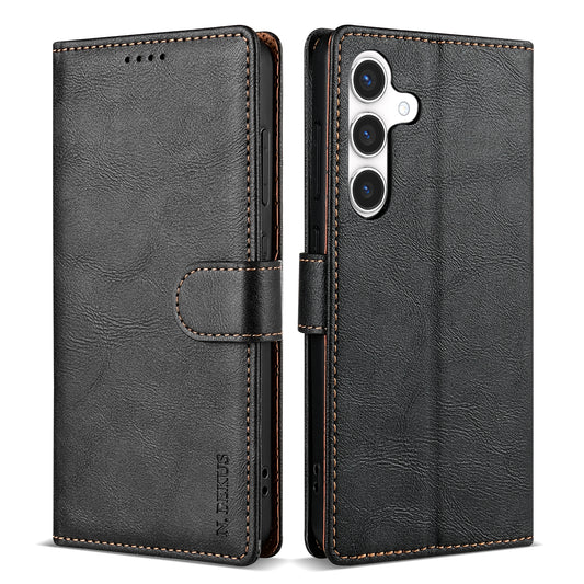 N.BEKUS CSJ-001 For Samsung Galaxy A16 4G / 5G Stand Case PU Leather Wallet Phone Cover - Black