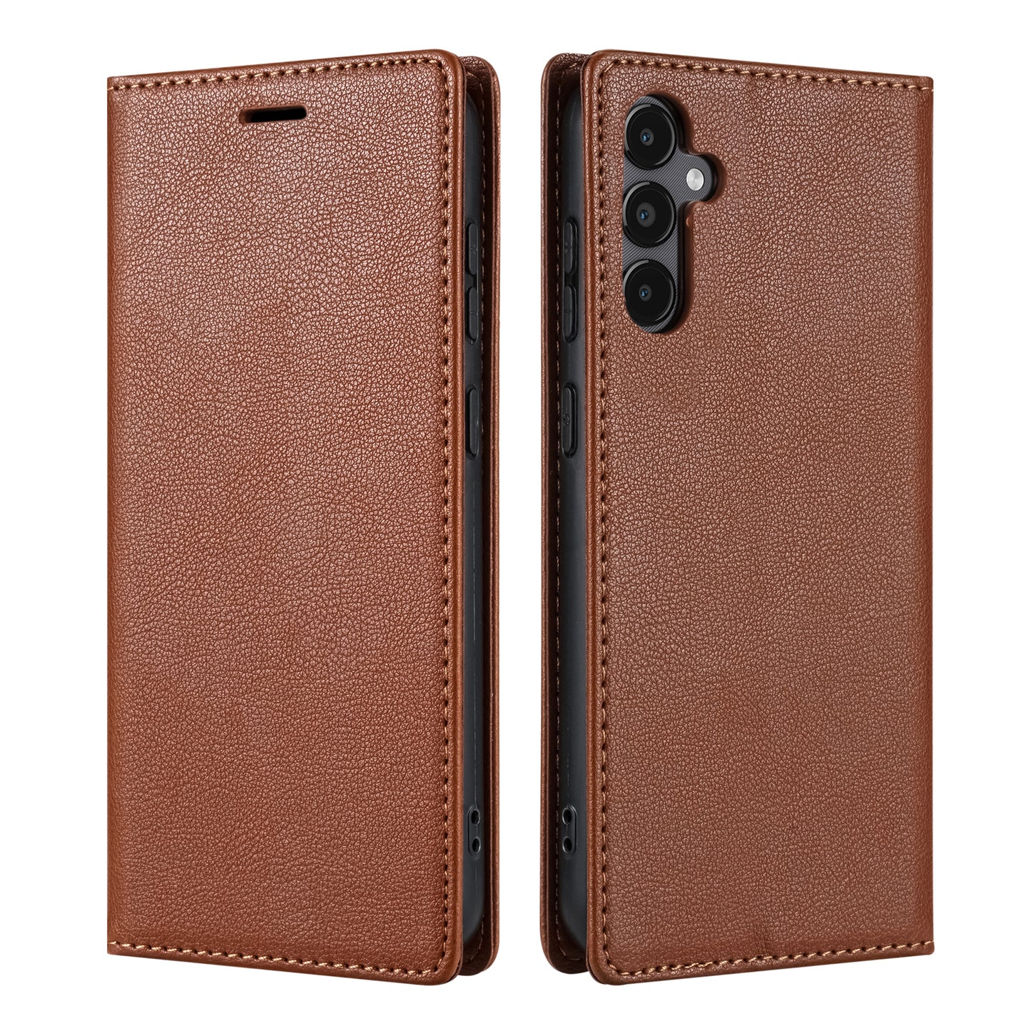 For Samsung Galaxy A16 4G / 5G Wallet Case Magnetic Closure PU Leather Phone Cover - Brown