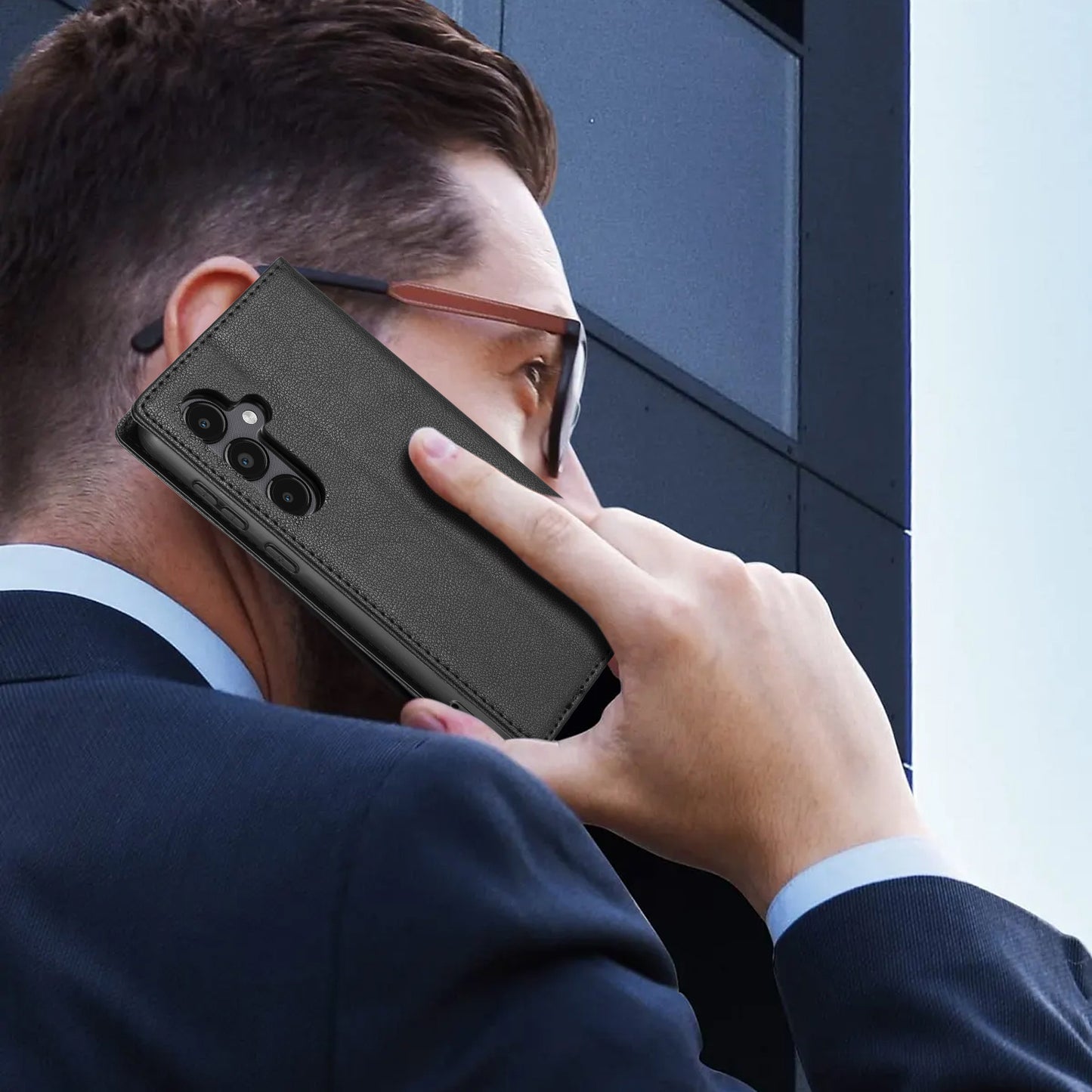 For Samsung Galaxy A16 4G / 5G Wallet Case Magnetic Closure PU Leather Phone Cover - Black