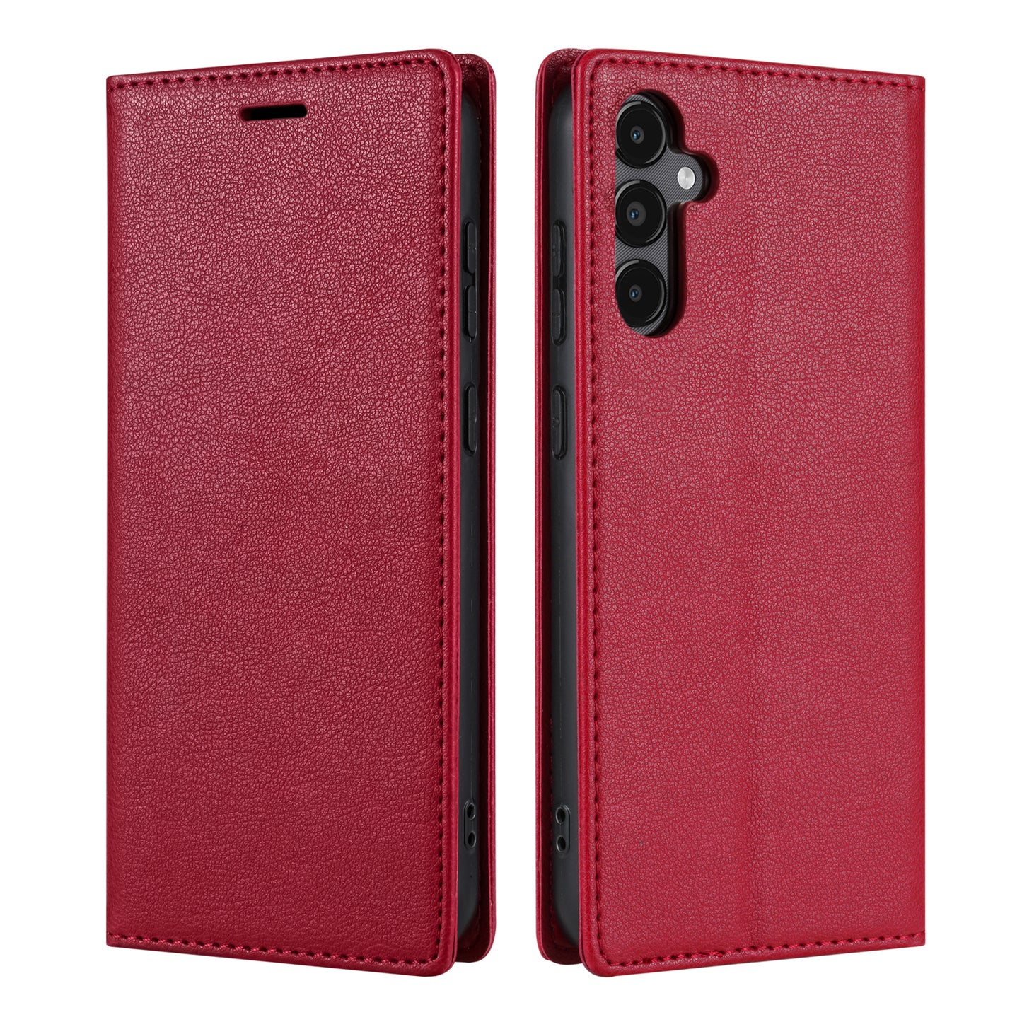 For Samsung Galaxy A16 4G / 5G Wallet Case Magnetic Closure PU Leather Phone Cover - Red