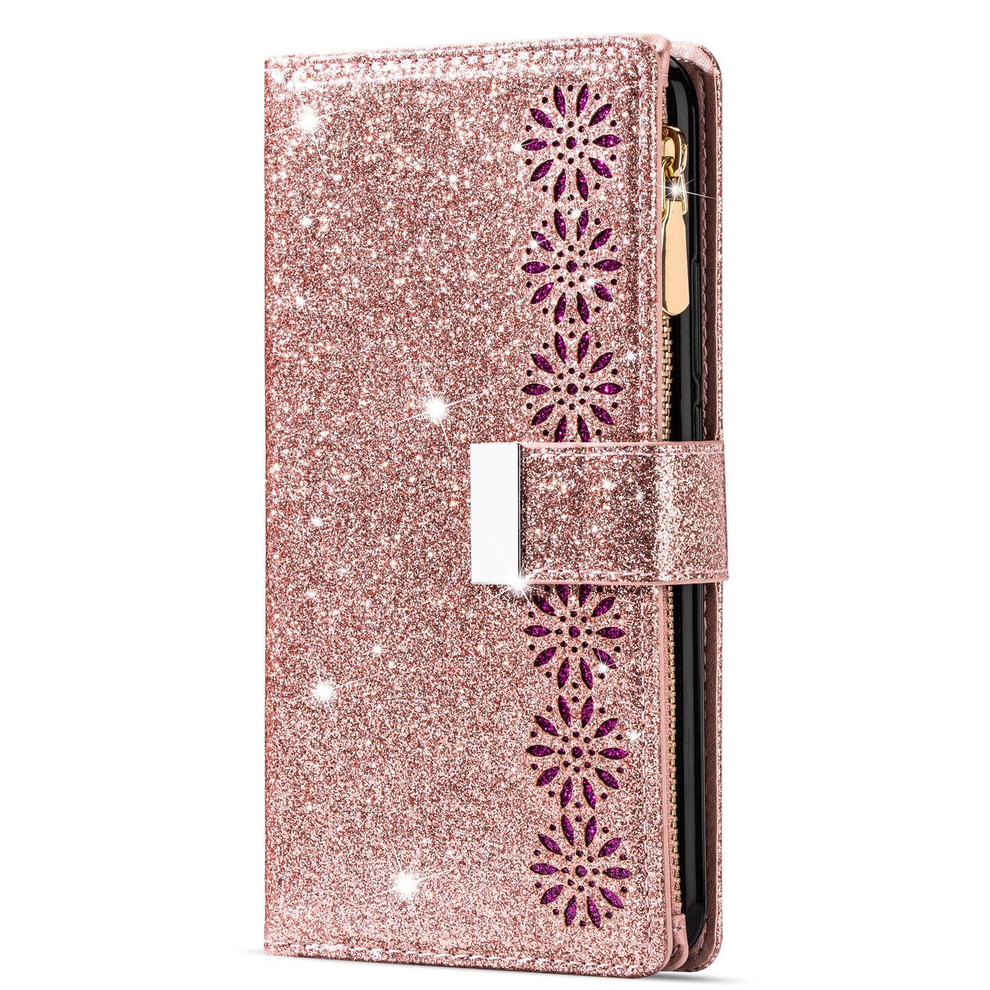 For Samsung Galaxy A16 5G  /  4G Case Starry Sky Carving Leather Wallet Phone Cover - Rose Gold