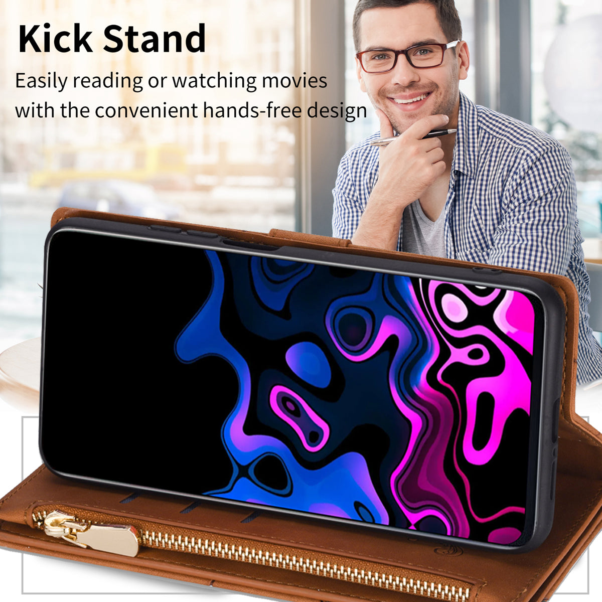 For Samsung Galaxy A16 4G / 5G Wallet Case Color Splicing Leather Phone Cover with Stand - Brown