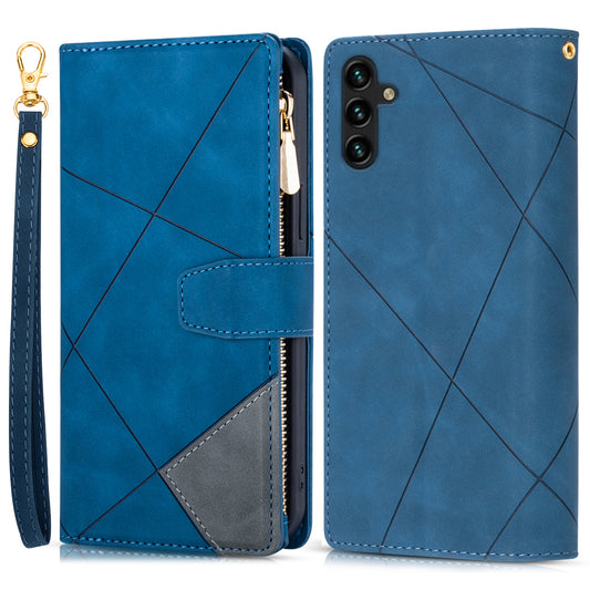 For Samsung Galaxy A16 4G / 5G Wallet Case Color Splicing Leather Phone Cover with Stand - Blue