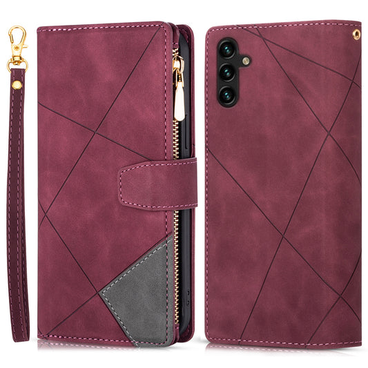 For Samsung Galaxy A16 4G / 5G Wallet Case Color Splicing Leather Phone Cover with Stand - Red