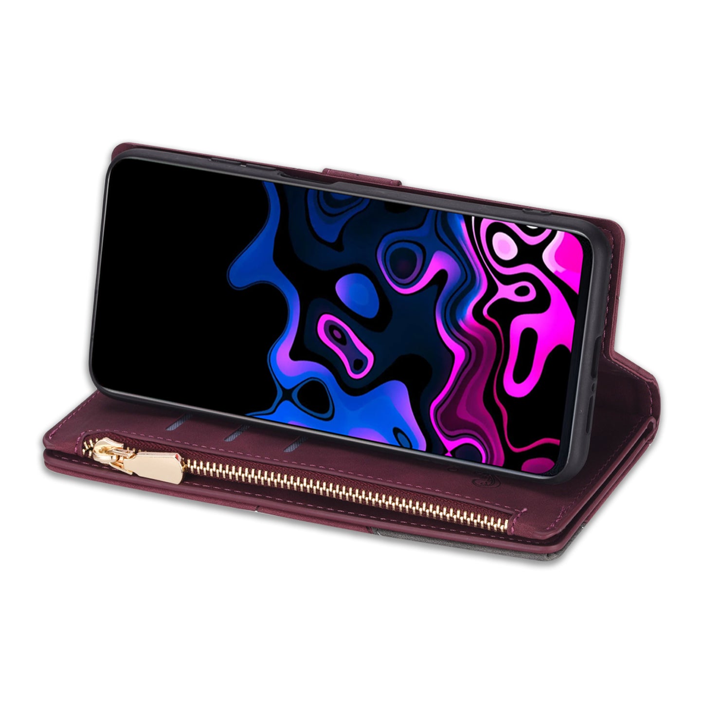 For Samsung Galaxy A16 4G / 5G Wallet Case Color Splicing Leather Phone Cover with Stand - Red