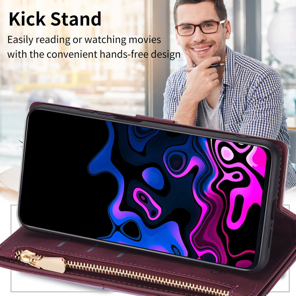 For Samsung Galaxy A16 4G / 5G Wallet Case Color Splicing Leather Phone Cover with Stand - Red