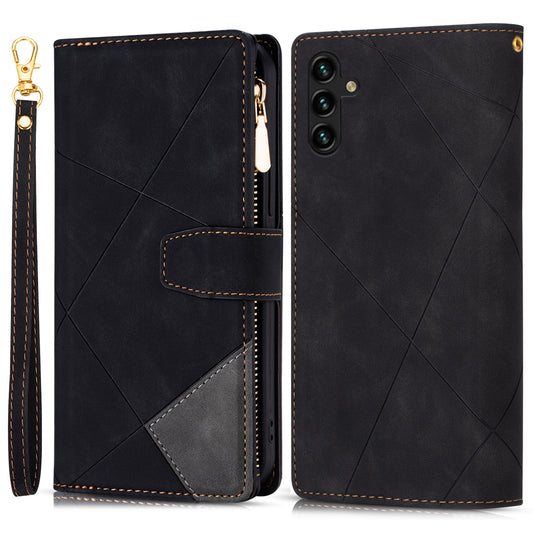 For Samsung Galaxy A16 4G / 5G Wallet Case Color Splicing Leather Phone Cover with Stand - Black