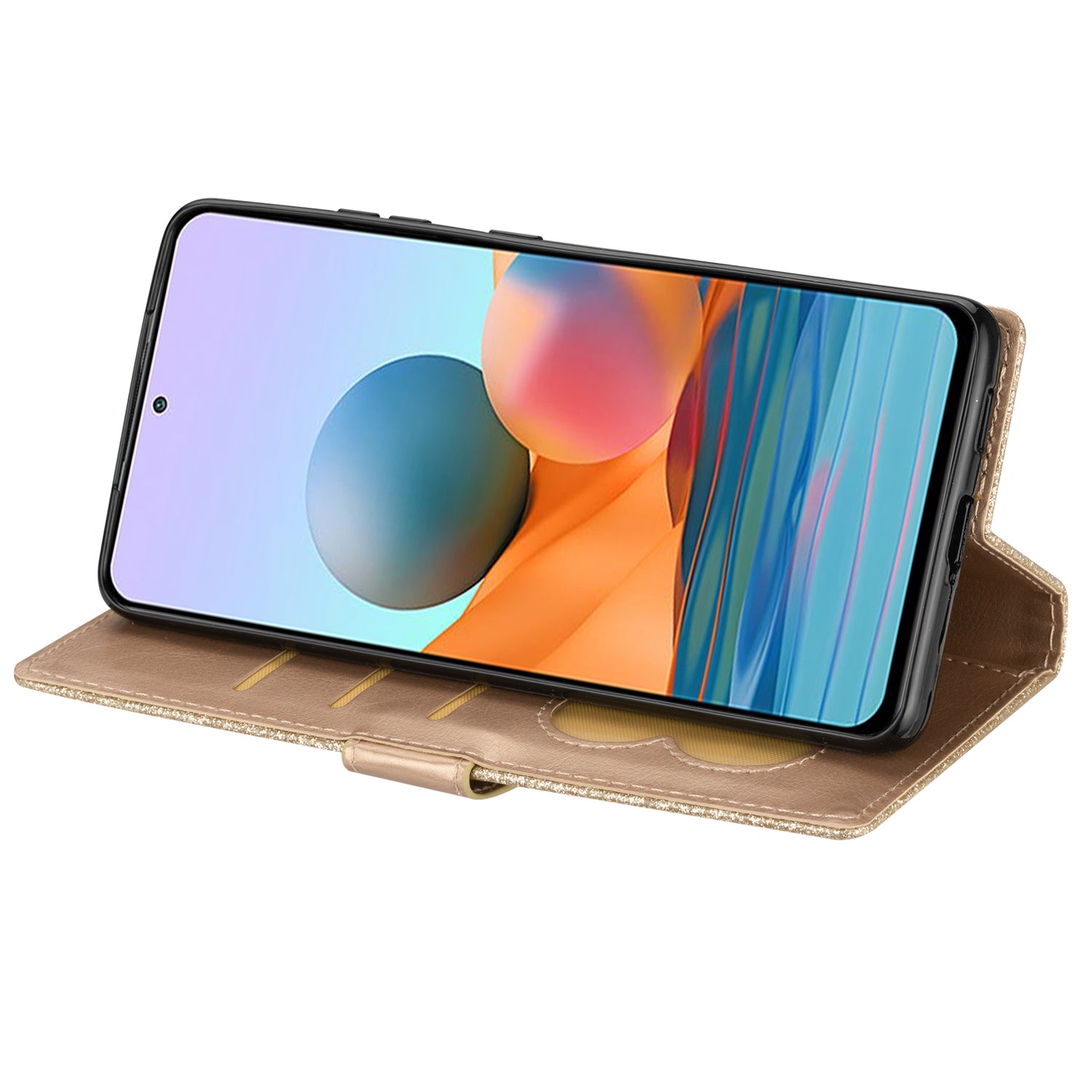 For Samsung Galaxy A16 5G  /  4G Stand Case Glitter Phone Leather Cover Zipper Pocket - Gold