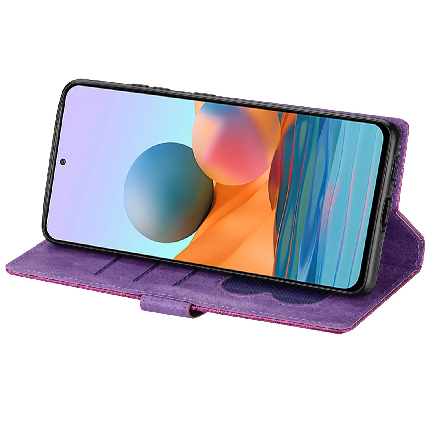 For Samsung Galaxy A16 5G  /  4G Stand Case Glitter Phone Leather Cover Zipper Pocket - Purple