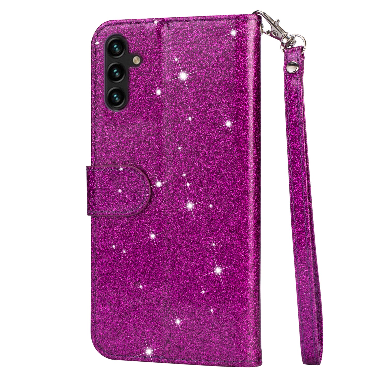 For Samsung Galaxy A16 5G  /  4G Stand Case Glitter Phone Leather Cover Zipper Pocket - Purple