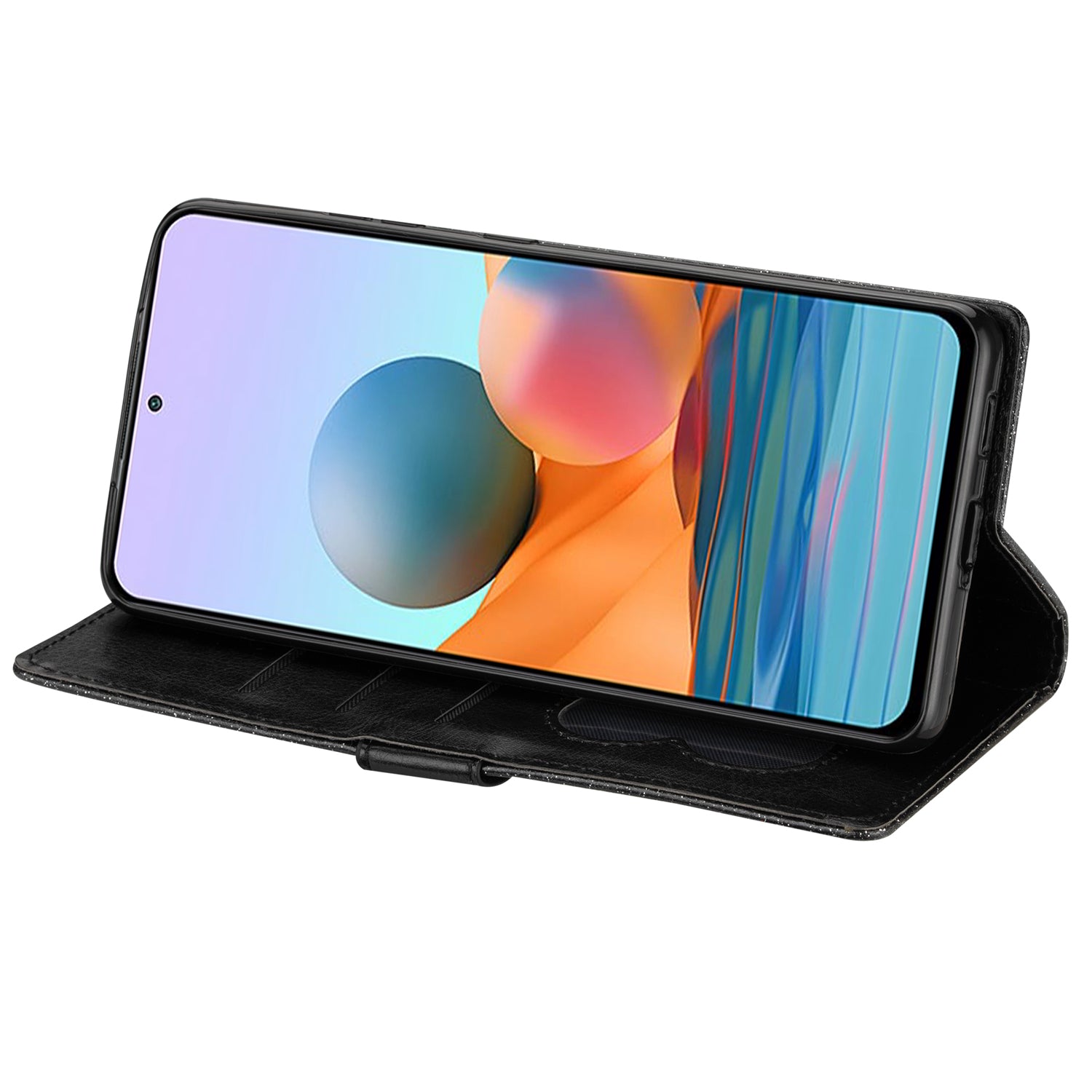 For Samsung Galaxy A16 5G  /  4G Stand Case Glitter Phone Leather Cover Zipper Pocket - Black