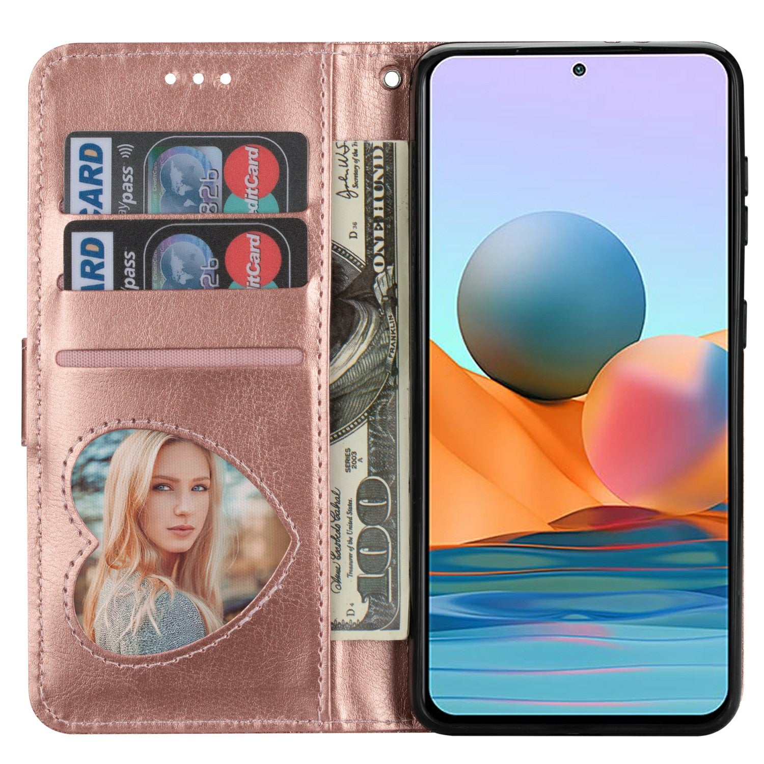 For Samsung Galaxy A16 5G  /  4G Stand Case Glitter Phone Leather Cover Zipper Pocket - Rose Gold