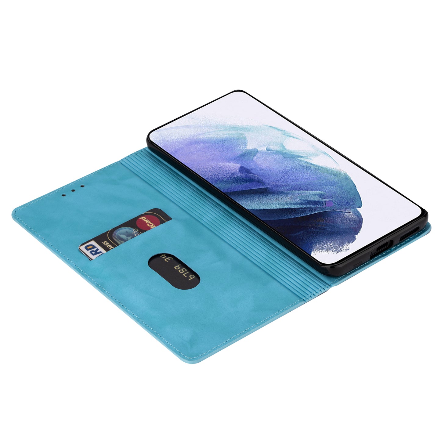 For Samsung Galaxy A16 5G  /  4G Case Glittery PU Leather+TPU Card Slot Phone Cover - Blue