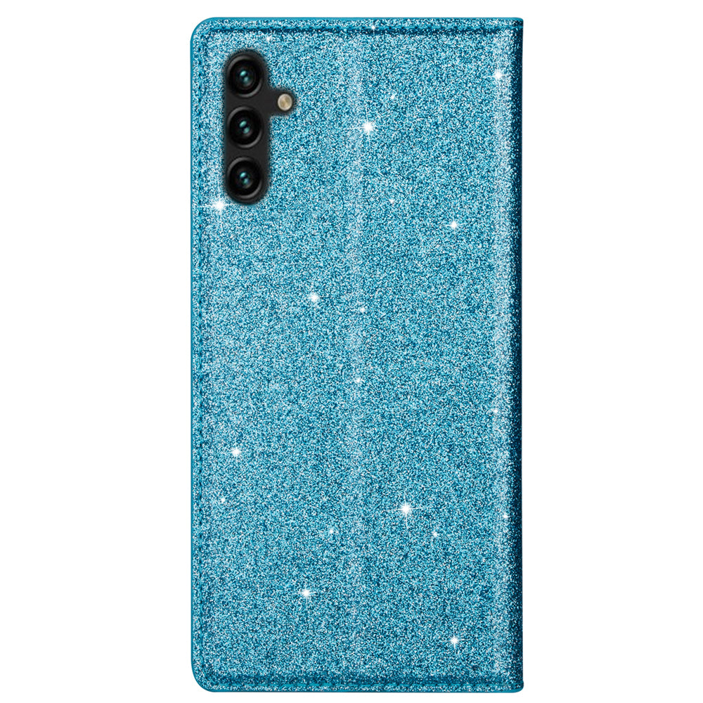 For Samsung Galaxy A16 5G  /  4G Case Glittery PU Leather+TPU Card Slot Phone Cover - Blue