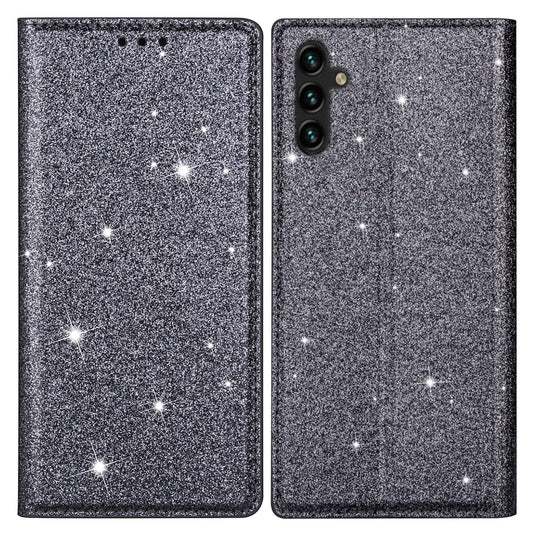 For Samsung Galaxy A16 5G  /  4G Case Glittery PU Leather+TPU Card Slot Phone Cover - Grey