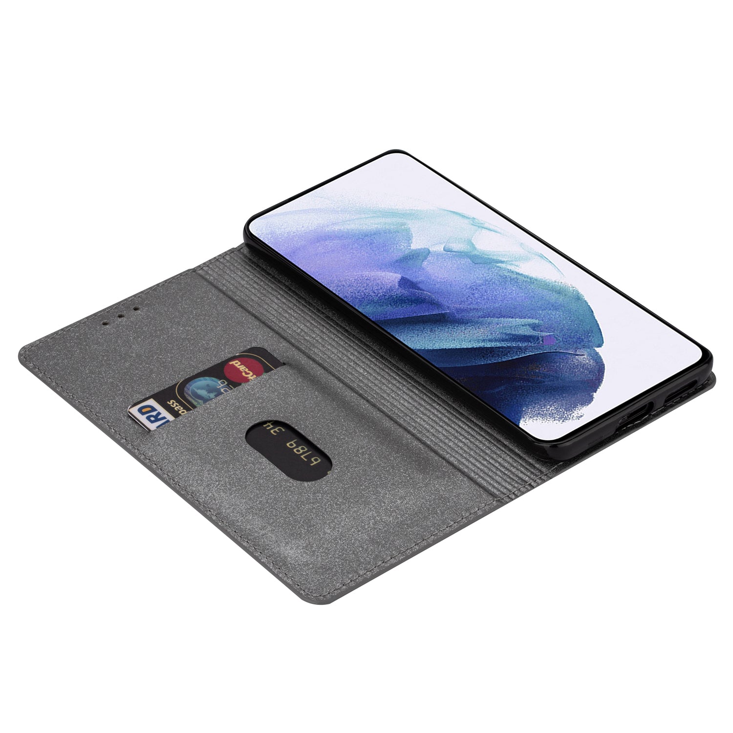 For Samsung Galaxy A16 5G  /  4G Case Glittery PU Leather+TPU Card Slot Phone Cover - Grey