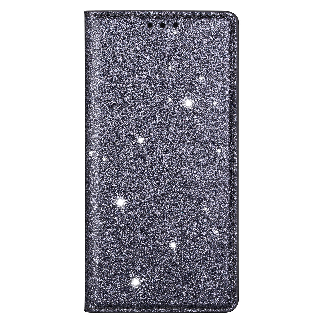 For Samsung Galaxy A16 5G  /  4G Case Glittery PU Leather+TPU Card Slot Phone Cover - Grey