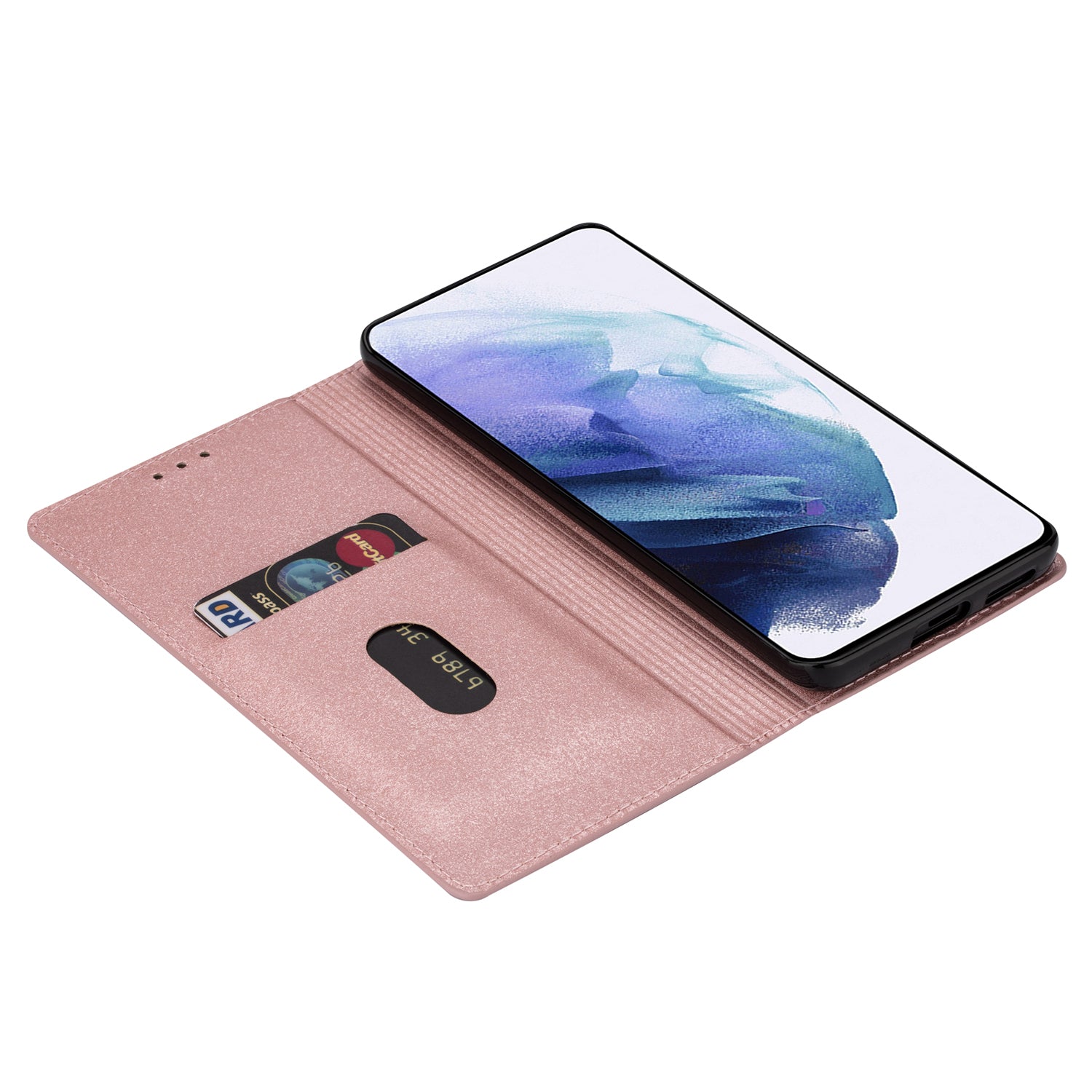 For Samsung Galaxy A16 5G  /  4G Case Glittery PU Leather+TPU Card Slot Phone Cover - Rose Gold