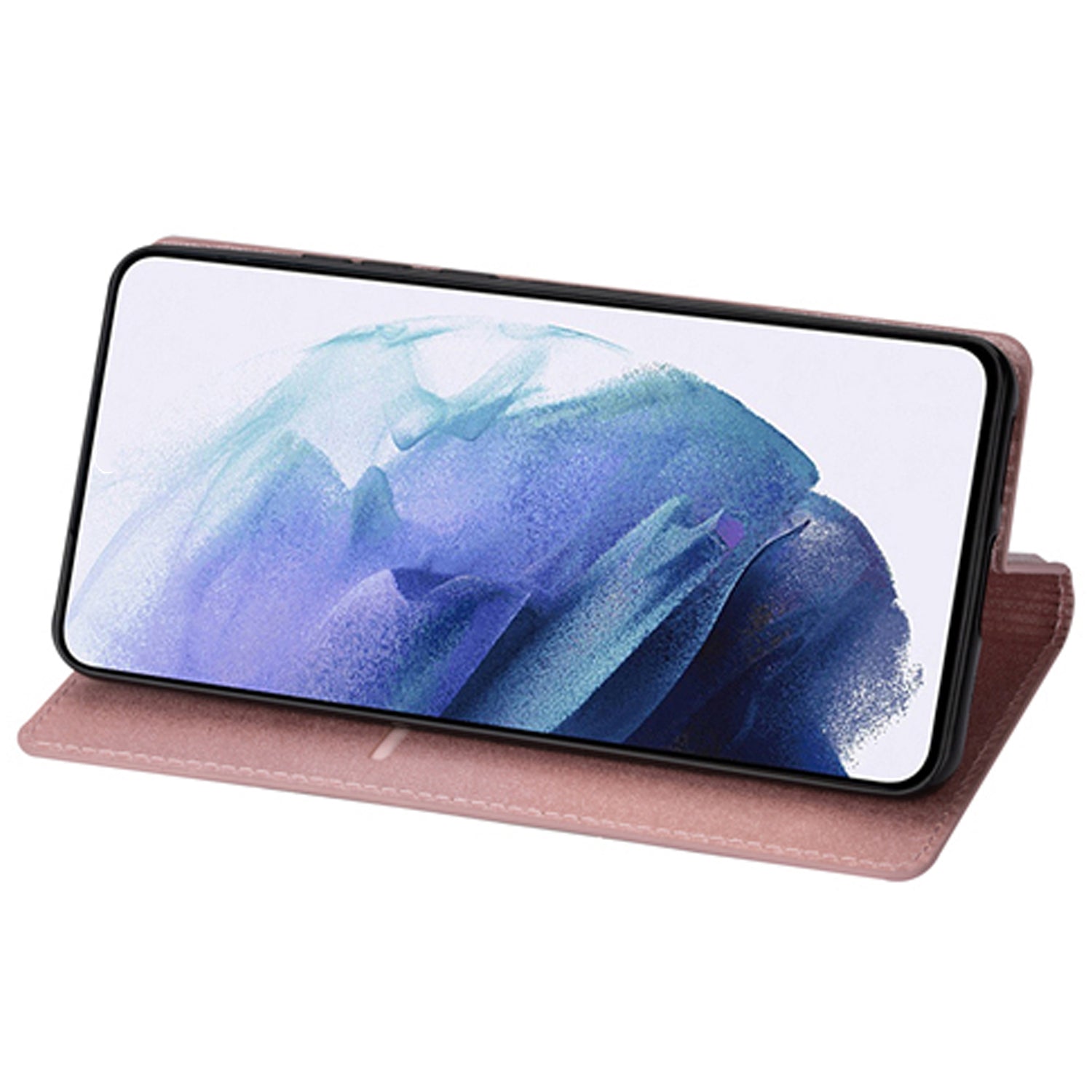 For Samsung Galaxy A16 5G  /  4G Case Glittery PU Leather+TPU Card Slot Phone Cover - Rose Gold