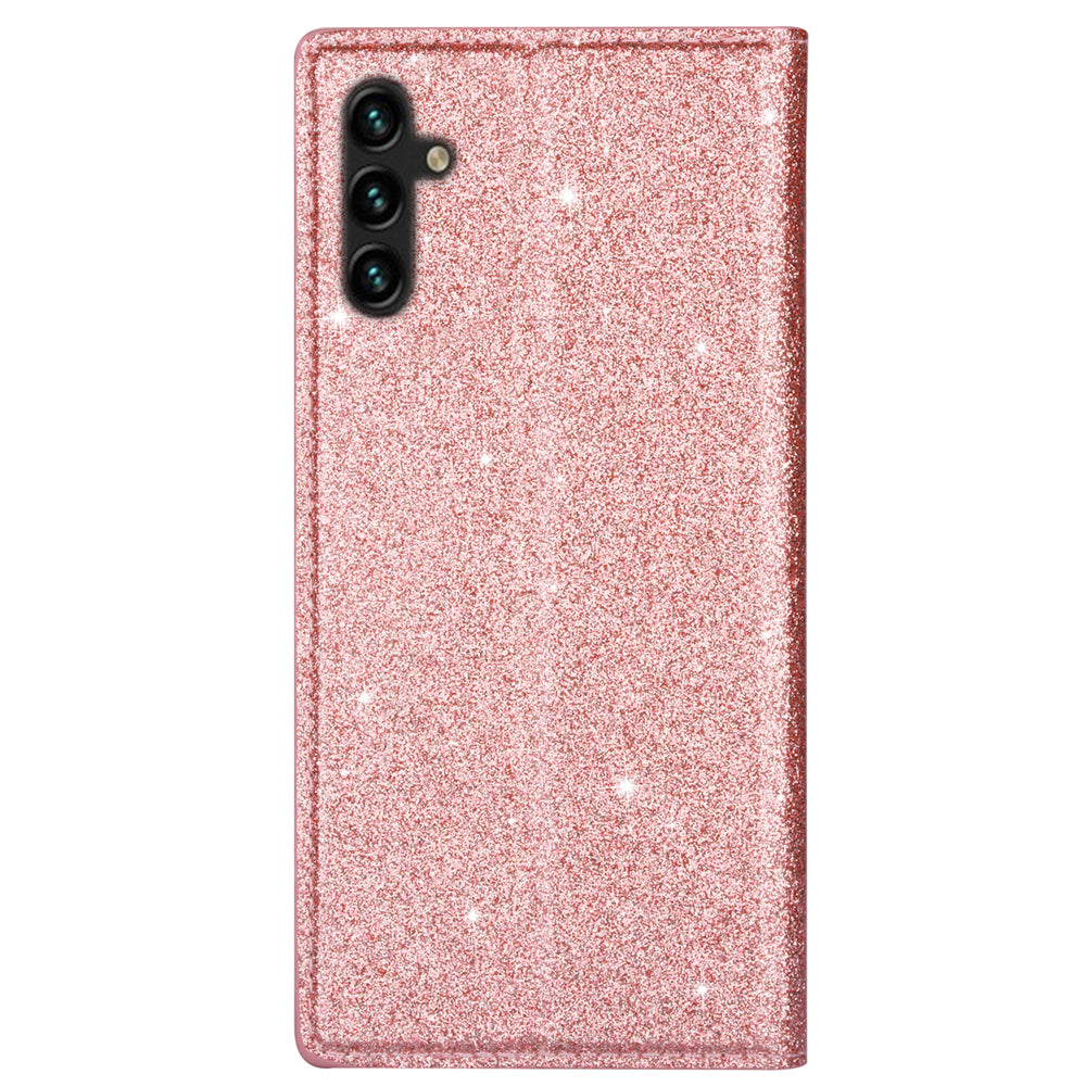 For Samsung Galaxy A16 5G  /  4G Case Glittery PU Leather+TPU Card Slot Phone Cover - Rose Gold