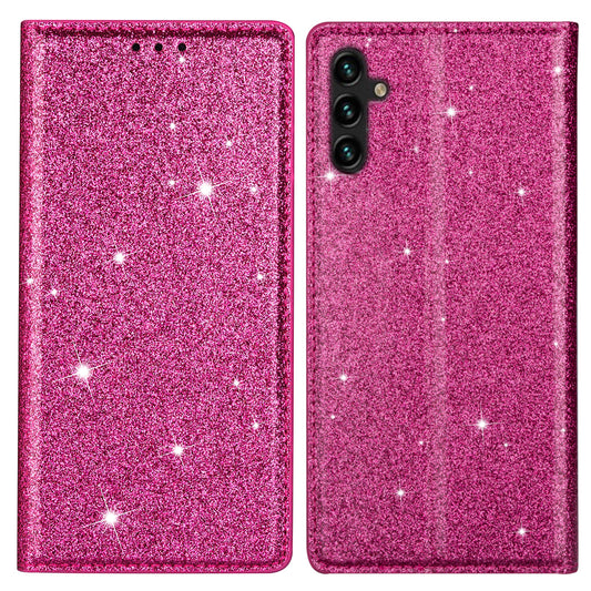 For Samsung Galaxy A16 5G  /  4G Case Glittery PU Leather+TPU Card Slot Phone Cover - Rose