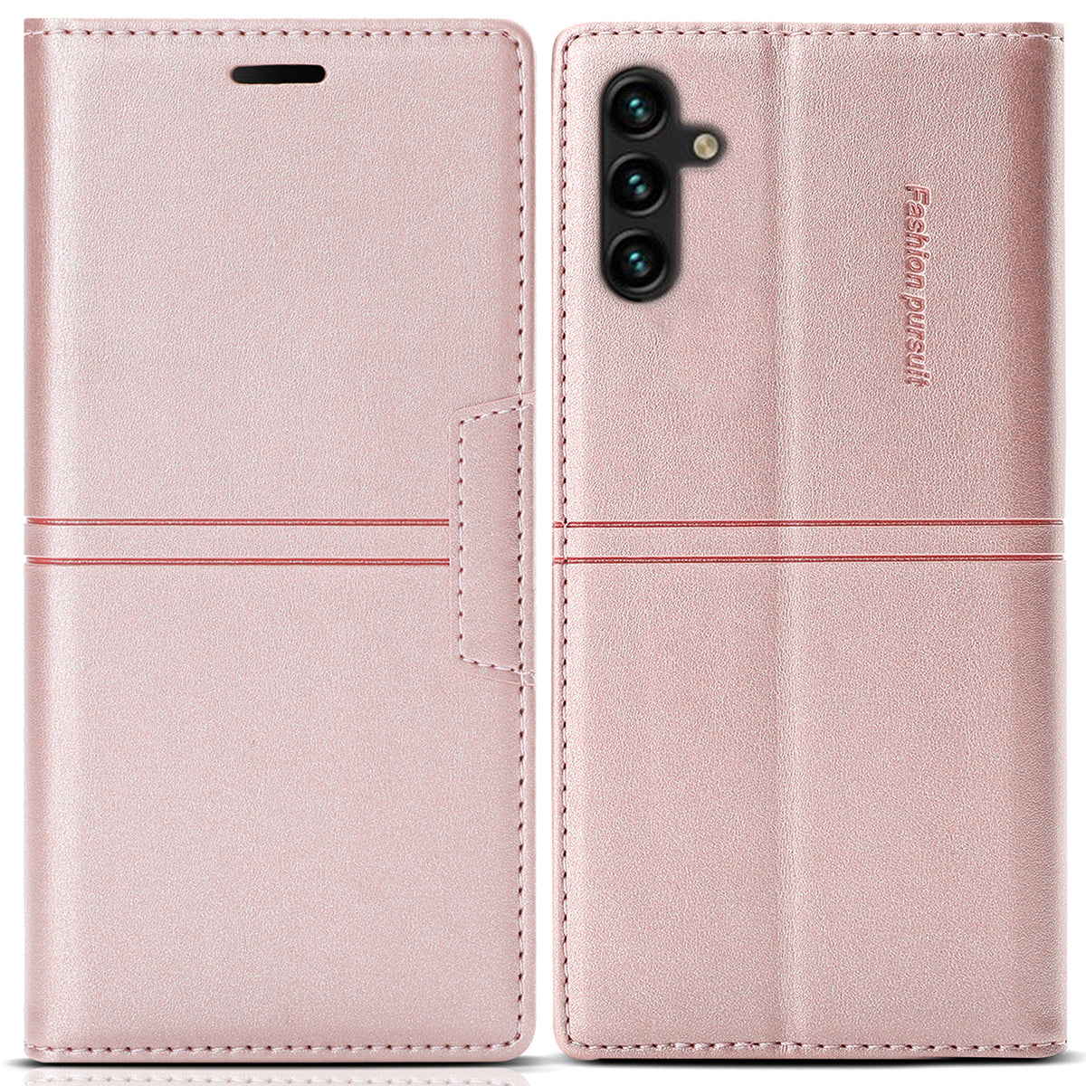 For Samsung Galaxy A16 4G / 5G Wallet Case Magnetic Closing Leather Phone Cover - Rose Gold