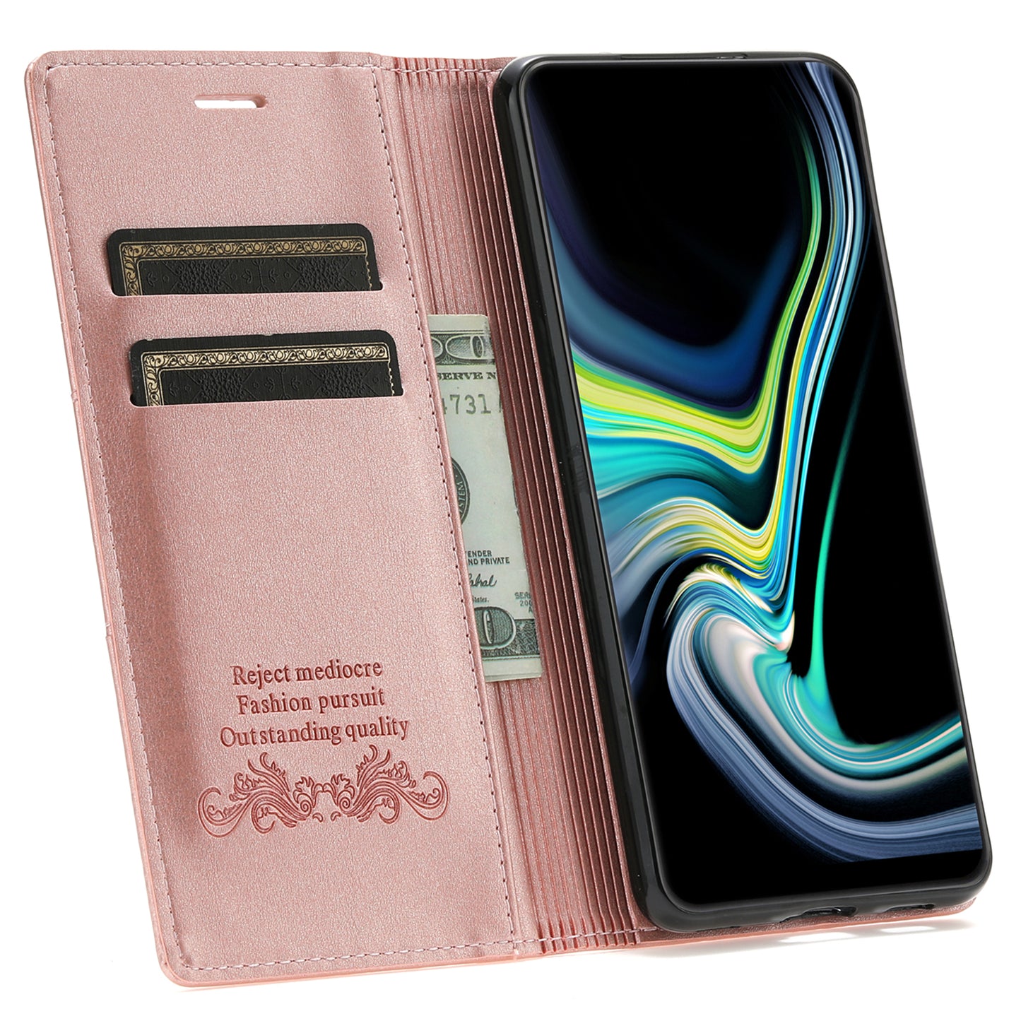 For Samsung Galaxy A16 4G / 5G Wallet Case Magnetic Closing Leather Phone Cover - Rose Gold