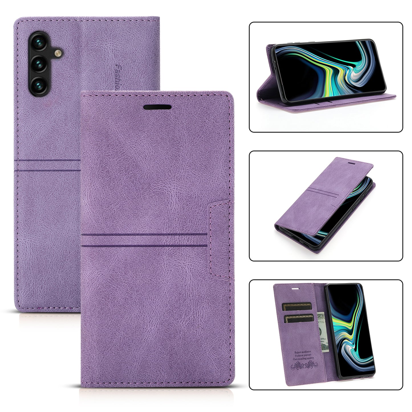 For Samsung Galaxy A16 4G / 5G Wallet Case Magnetic Closing Leather Phone Cover - Purple