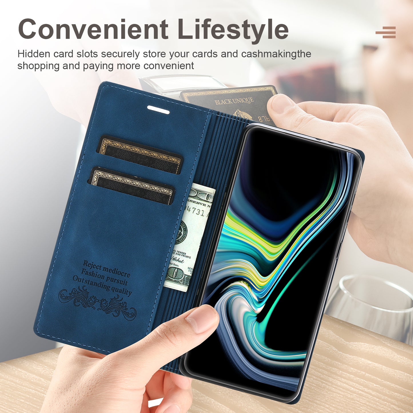For Samsung Galaxy A16 4G / 5G Wallet Case Magnetic Closing Leather Phone Cover - Blue