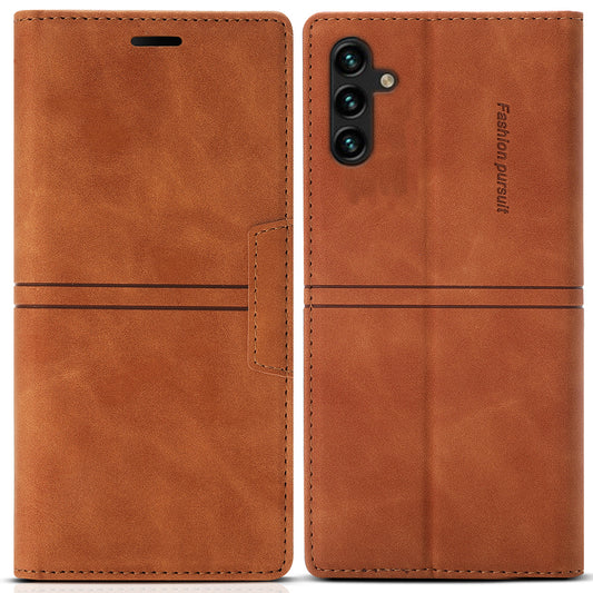 For Samsung Galaxy A16 4G / 5G Wallet Case Magnetic Closing Leather Phone Cover - Brown