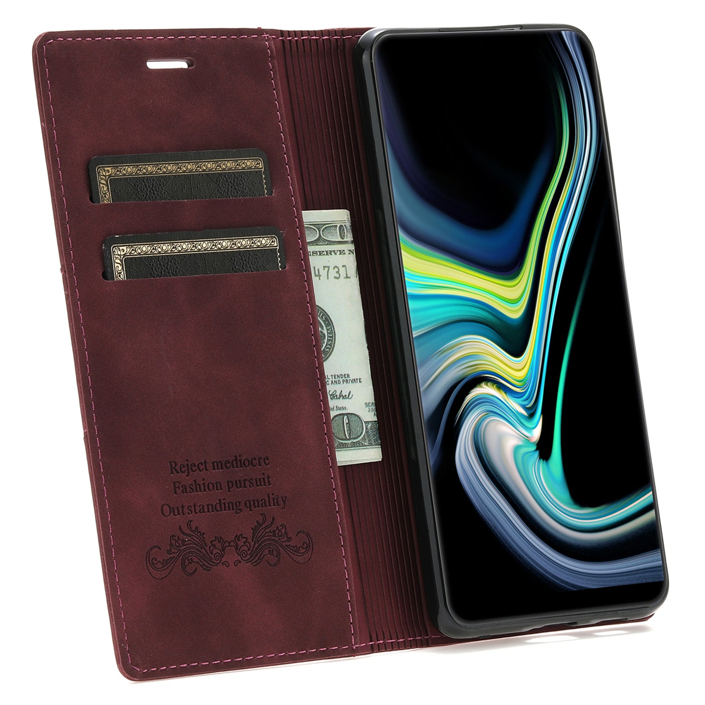 For Samsung Galaxy A16 4G / 5G Wallet Case Magnetic Closing Leather Phone Cover - Wine Red