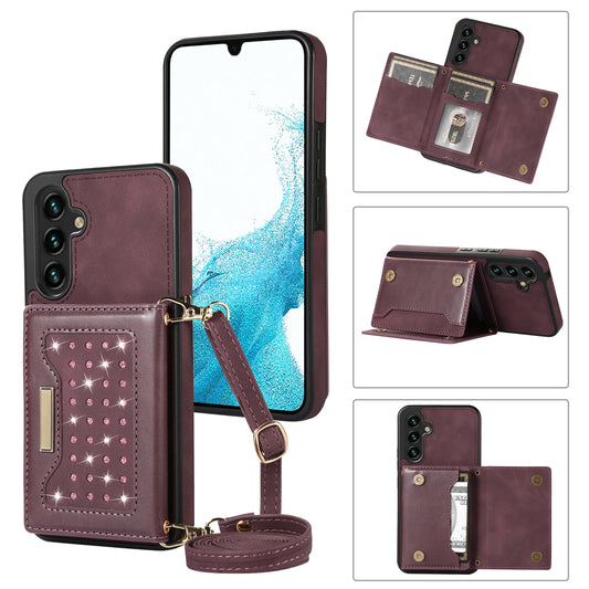For Samsung Galaxy A16 5G  /  4G Case Wallet RFID Blocking TPU Leather Phone Cover with Lanyard - Red