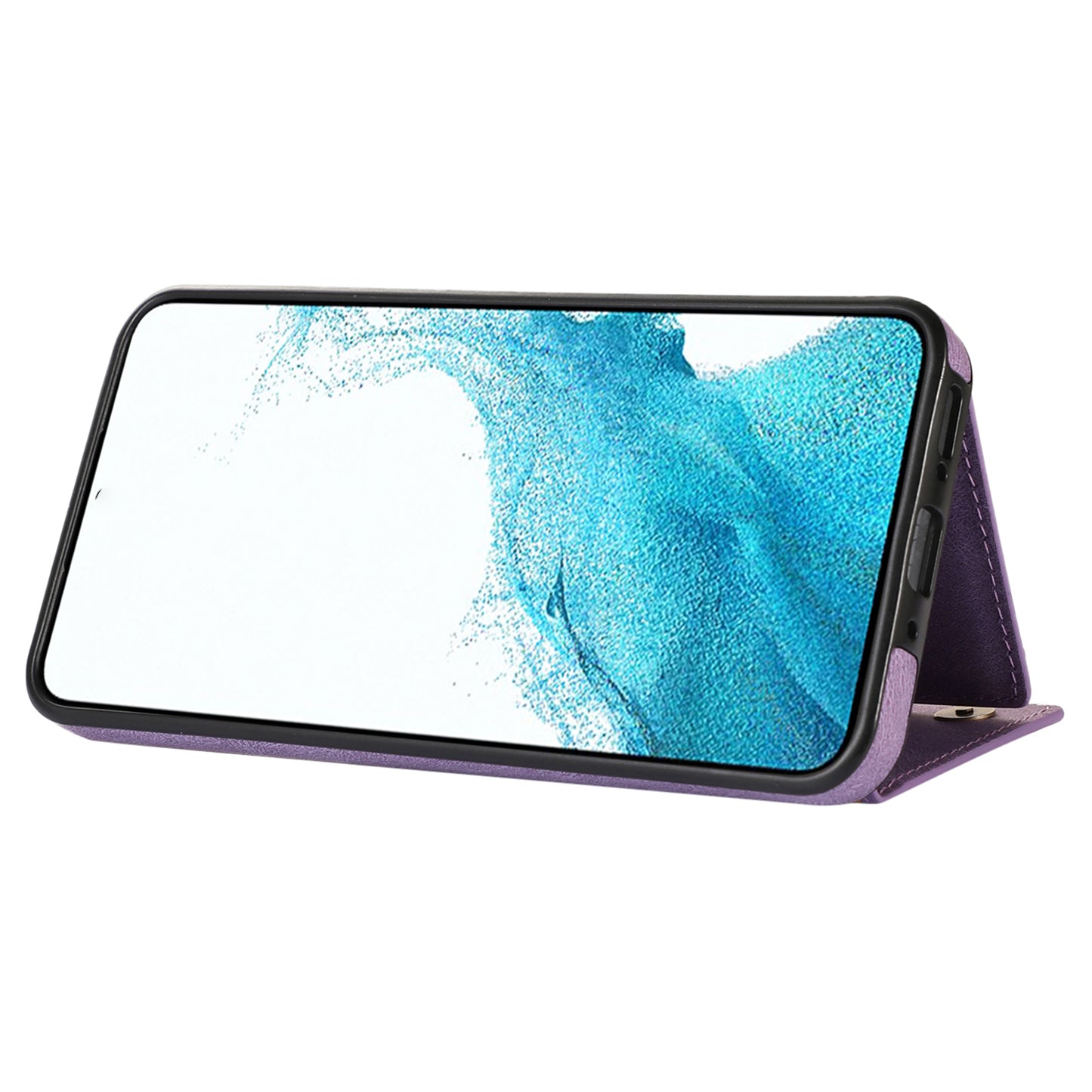 For Samsung Galaxy A16 5G  /  4G Case Wallet RFID Blocking TPU Leather Phone Cover with Lanyard - Purple