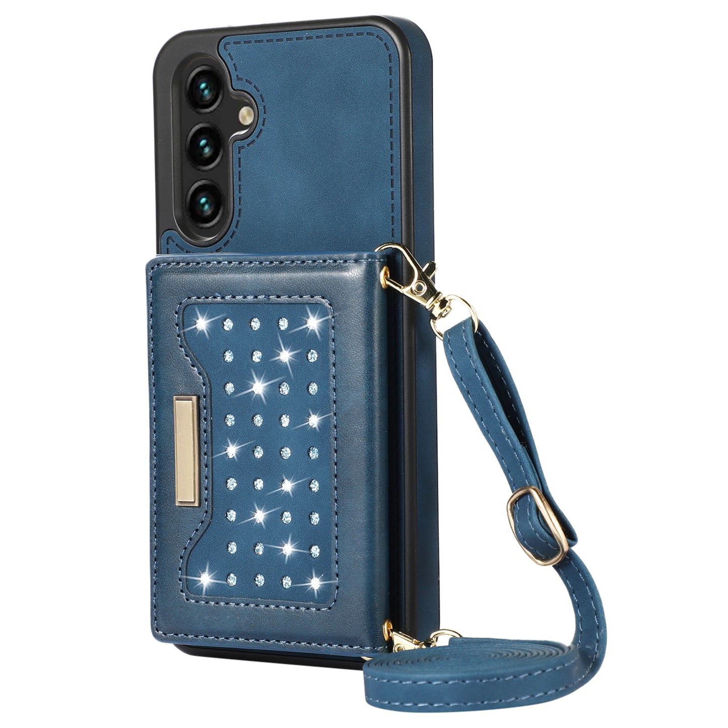 For Samsung Galaxy A16 5G  /  4G Case Wallet RFID Blocking TPU Leather Phone Cover with Lanyard - Blue