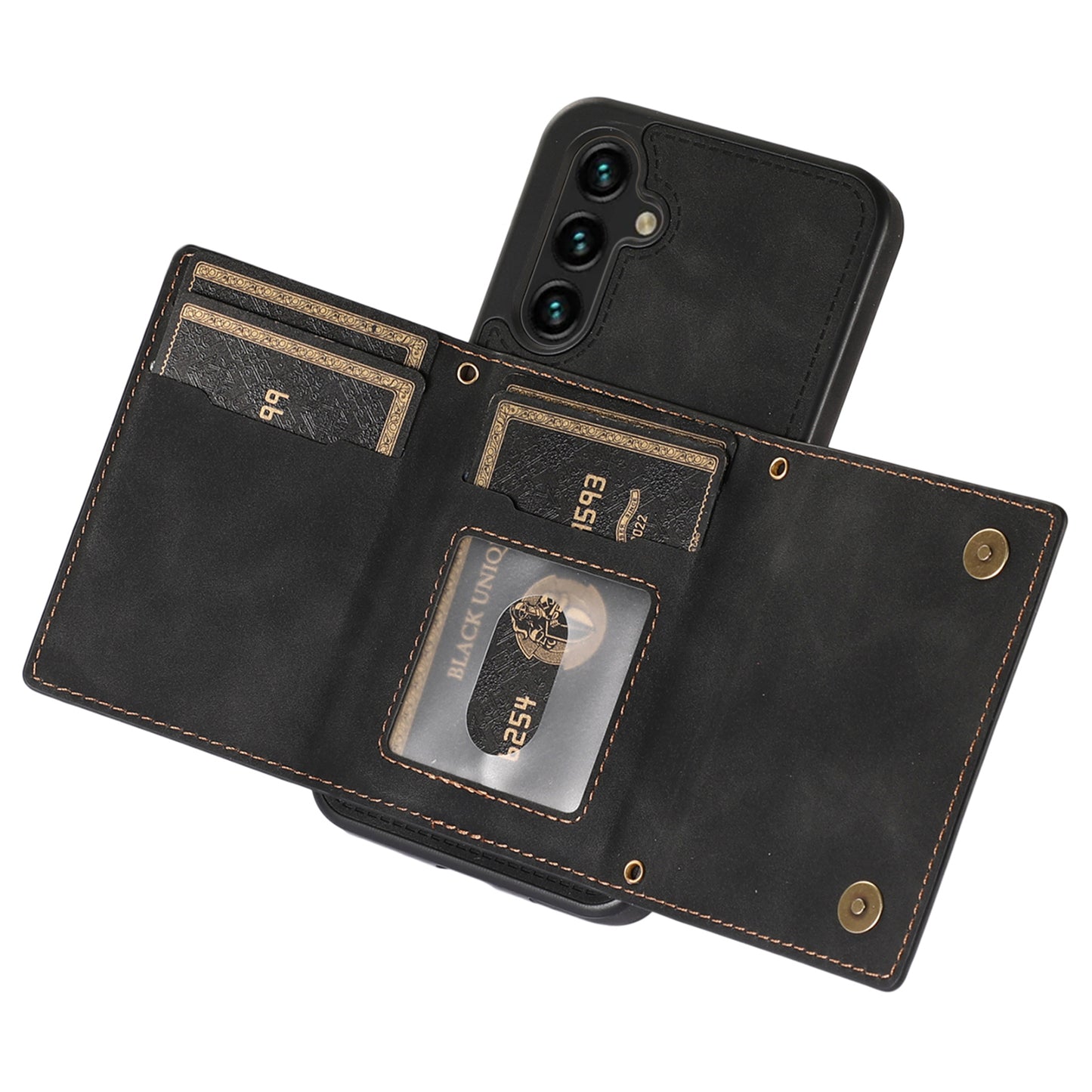 For Samsung Galaxy A16 5G  /  4G Case Wallet RFID Blocking TPU Leather Phone Cover with Lanyard - Black