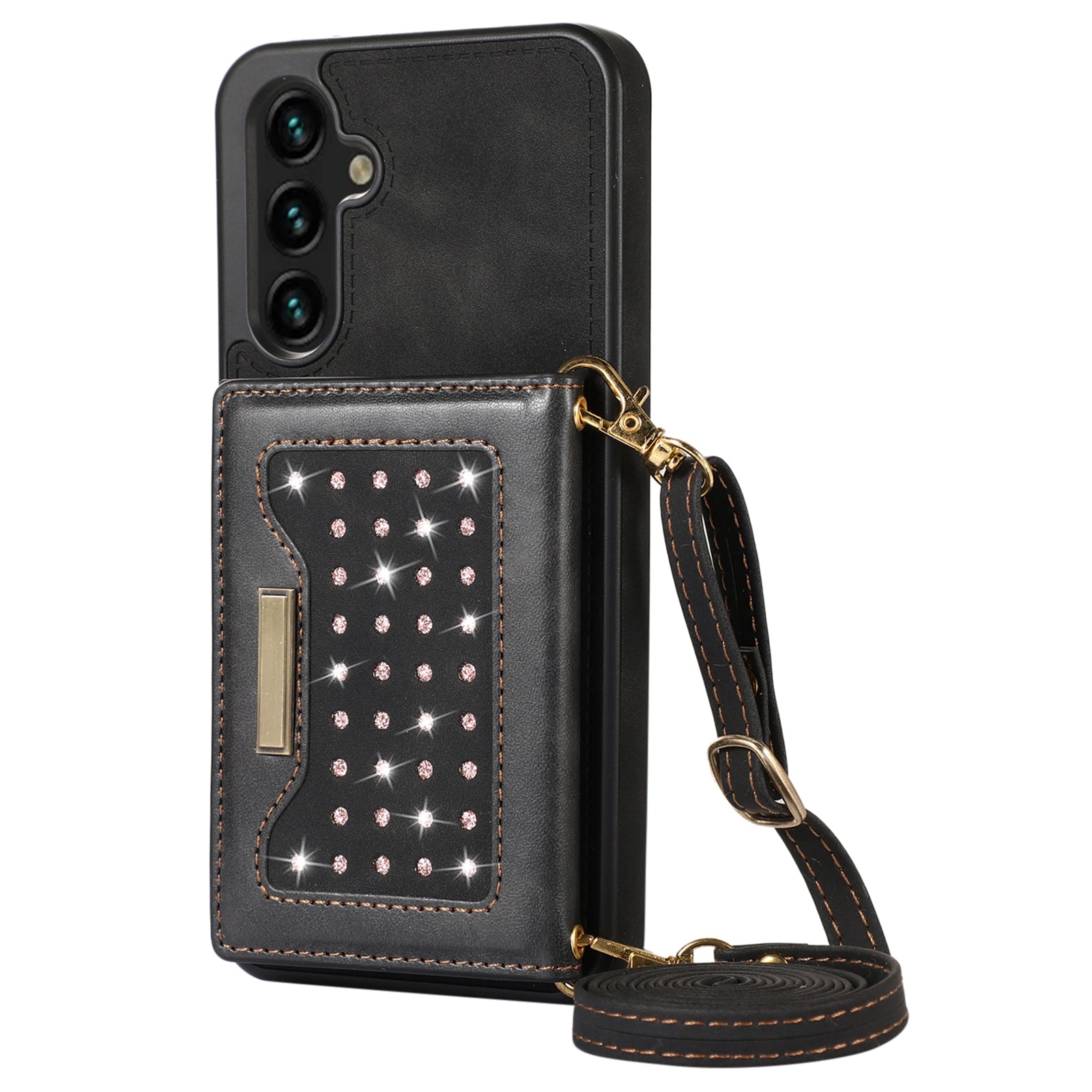 For Samsung Galaxy A16 5G  /  4G Case Wallet RFID Blocking TPU Leather Phone Cover with Lanyard - Black