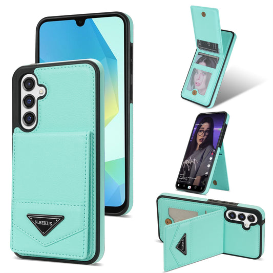 N.BEKUS For Samsung Galaxy A16 5G  /  4G Case Leather+TPU Kickstand Phone Cover with Card Holder - Green