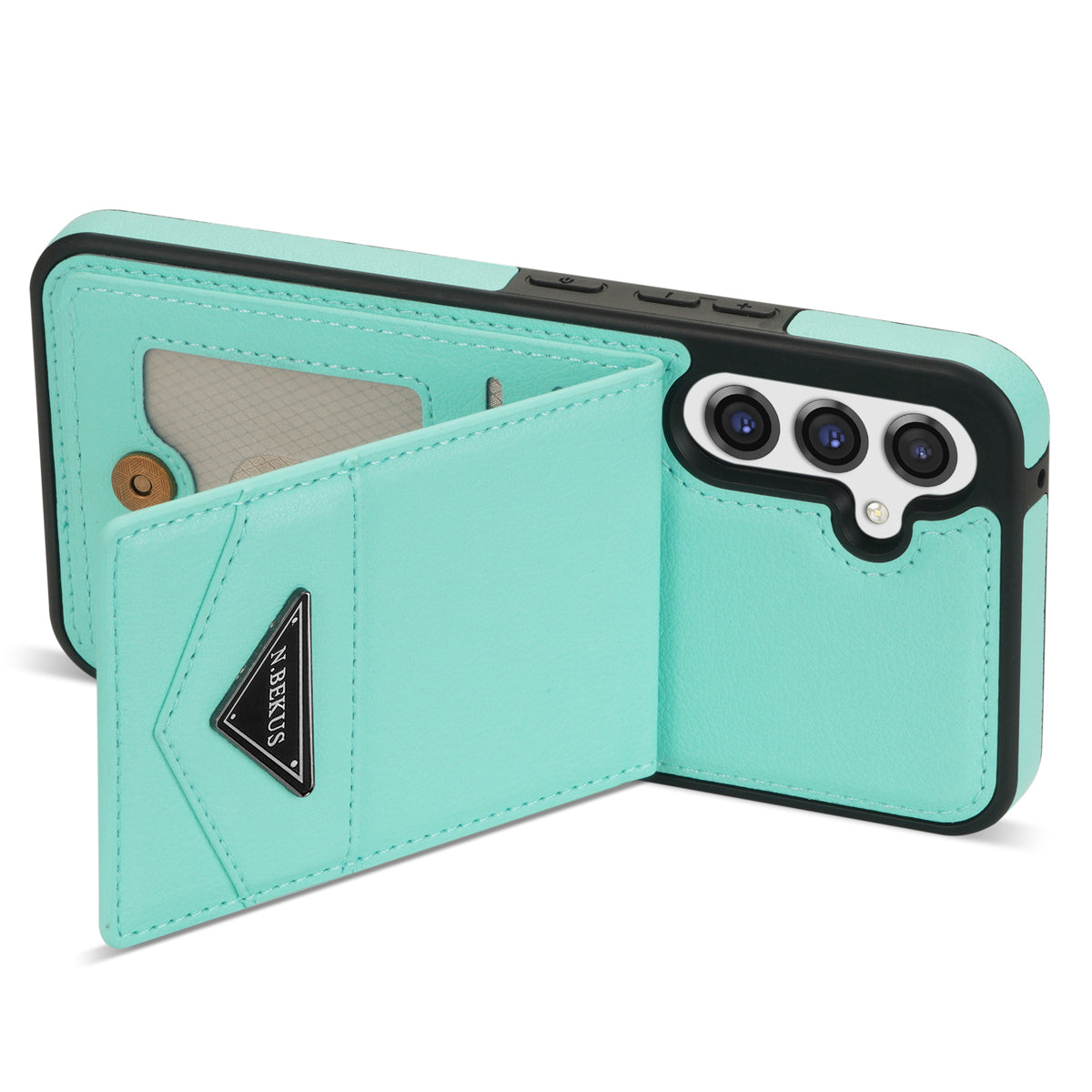 N.BEKUS For Samsung Galaxy A16 5G  /  4G Case Leather+TPU Kickstand Phone Cover with Card Holder - Green