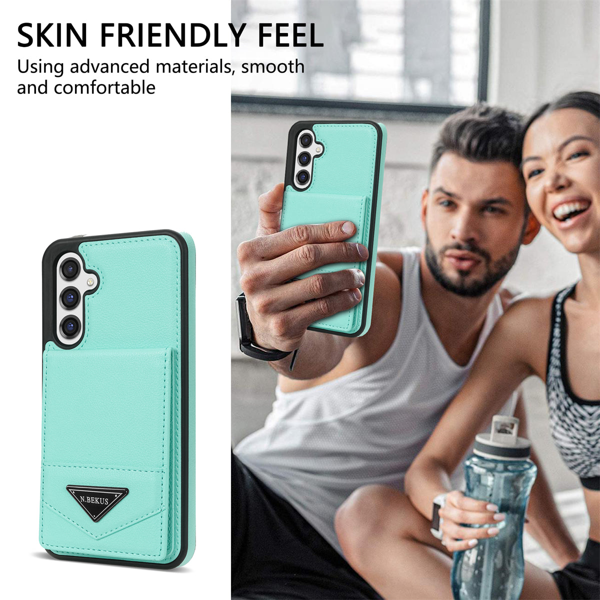 N.BEKUS For Samsung Galaxy A16 5G  /  4G Case Leather+TPU Kickstand Phone Cover with Card Holder - Green