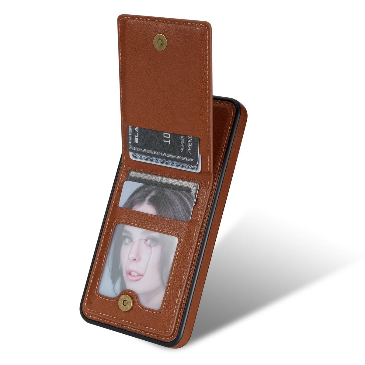 N.BEKUS For Samsung Galaxy A16 5G  /  4G Case Leather+TPU Kickstand Phone Cover with Card Holder - Brown