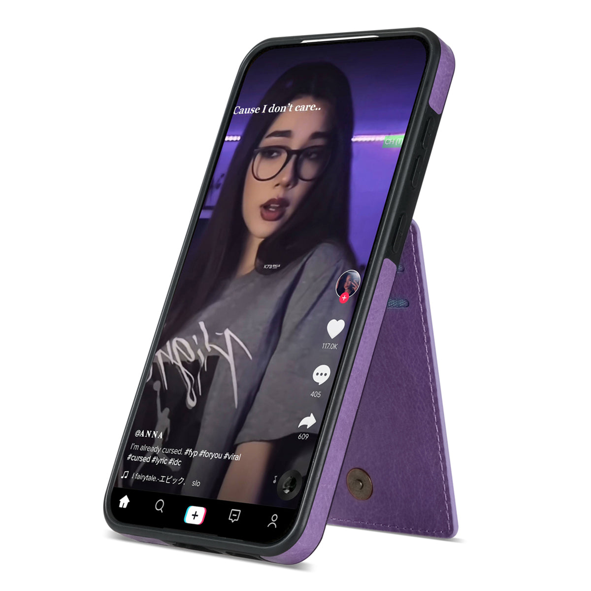 N.BEKUS For Samsung Galaxy A16 5G  /  4G Case Leather+TPU Kickstand Phone Cover with Card Holder - Purple